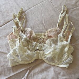 Gilly Hicks Lace Bralette Trio - Cream, Tan, and Pink